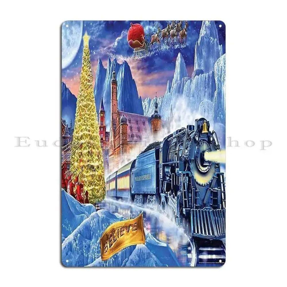 Vintage Christmas Metal Tin Sign Home Festive Wall Decor