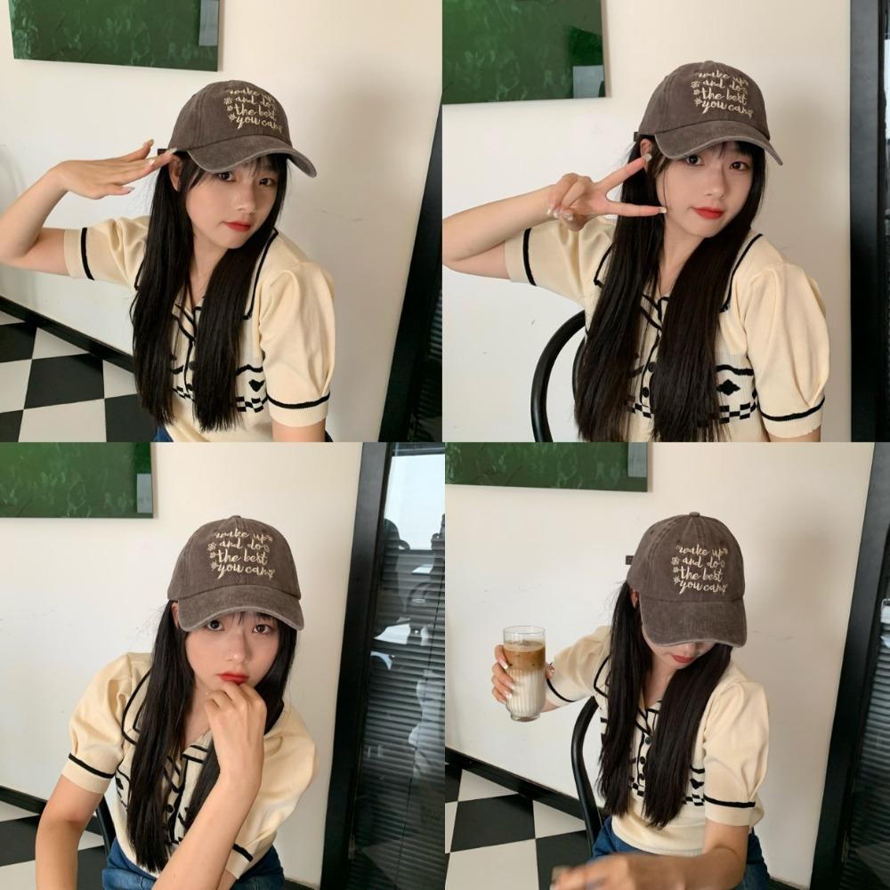 Embroidered Letters Casual Hat Sun Protection Hip Hop Bonnet Sports Sun Hat for Women Men