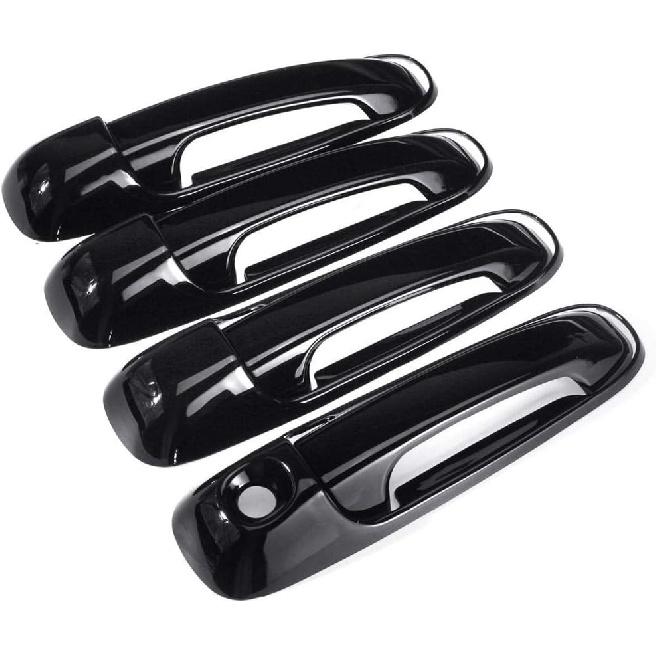 8Pcs Set Plastic 4 Door Handle Covers Fit for Dodge Ram 1500 2500 3500 4500 5500 2002 2003 2004 2005 2006 2007 2008-Gloss-Black