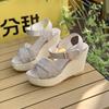 High-heeled Wedge-heeled Fashion Cross-strap One-word Thick-soled Waterproof Table Versatile Women's Sandals