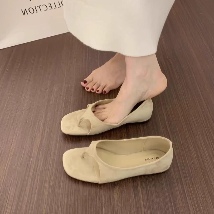 2025 New Beautiful Small Wedge Heel Bag Heel Roman Shoes French Niche Suede Inner Heightening Toe Sandals Women's Summer
