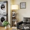 Floor Lamp with Shelves, 3000K-6500K, Remote Control, E27 Bulb, White