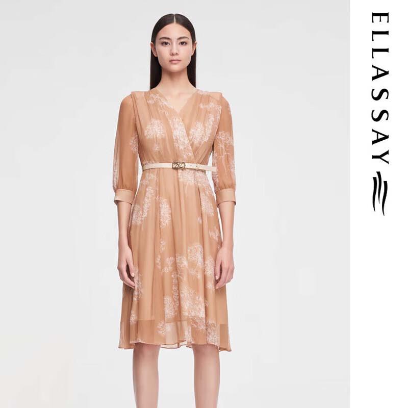 

ELLASSAY Women s Printed Silk A-line Dress L