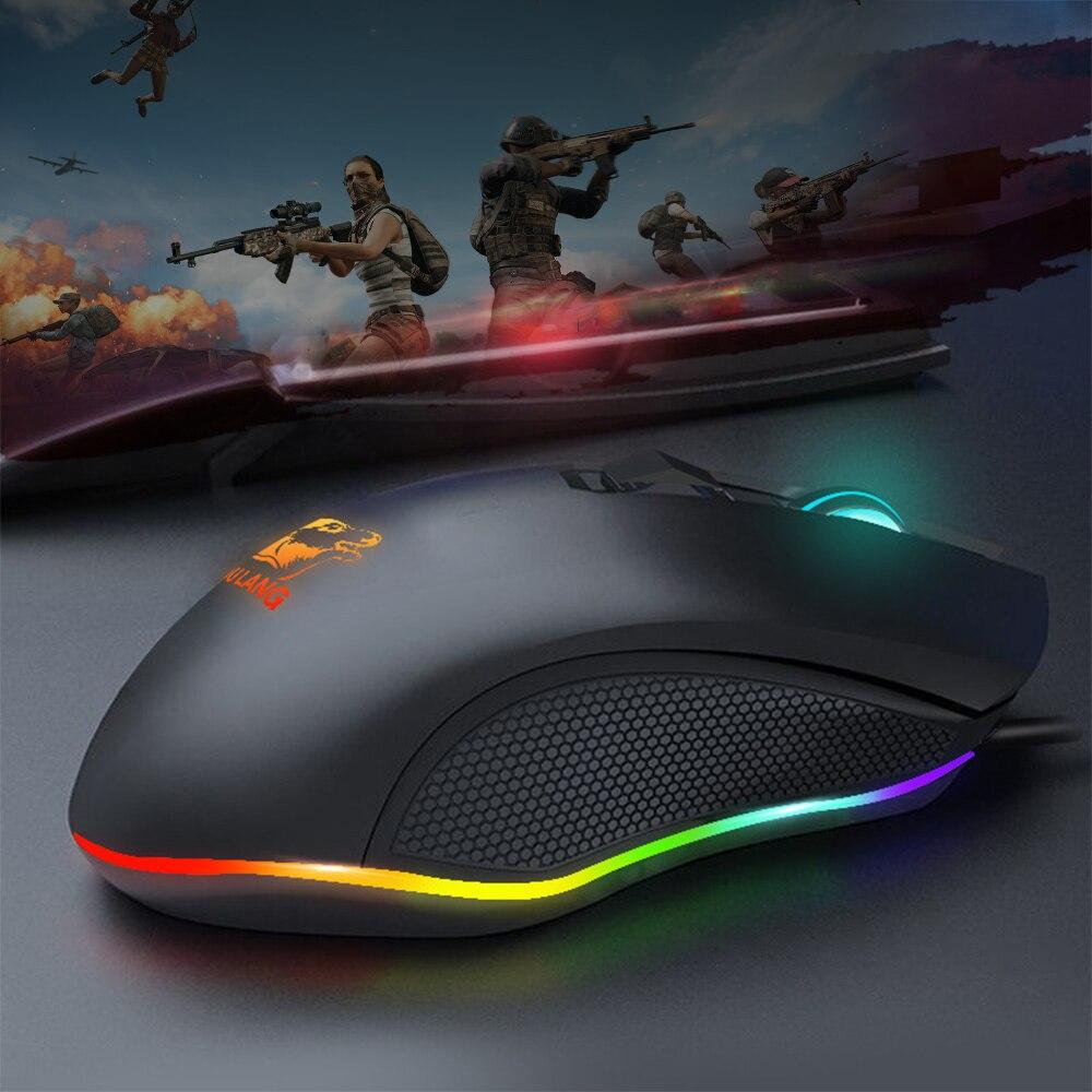 Gaming Mouse Wired USB Optical Computer Mice with RGB Backlit 3 Adjustable DPI Ergonomic Gamer Laptop PC Mouse with 6 Buttons