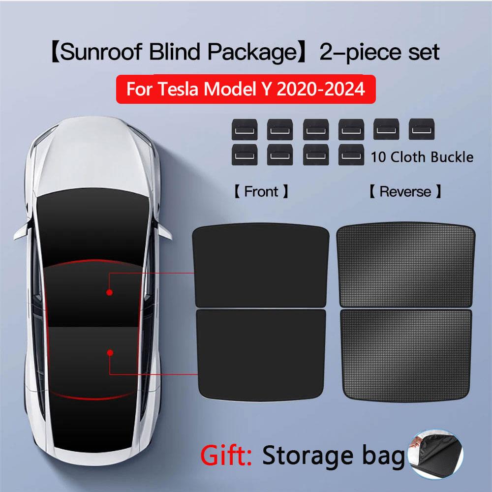 Sunshades For Tesla Model 3 Sunroof Highland 2026 Model Y 2020-26 Ice Cloth Buckle Sun Pare Glass Front Rear Skylight AccessoryWindshield Sunshades 1