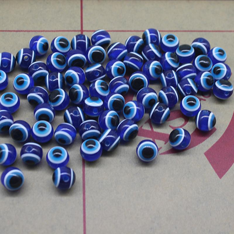 Economical 1000Pcs/Pack 4/6/8mm Evil Eyes Beads For Jewelry Making Blue Round Smooth Beads For DIY Bracelet Necklace Earrings