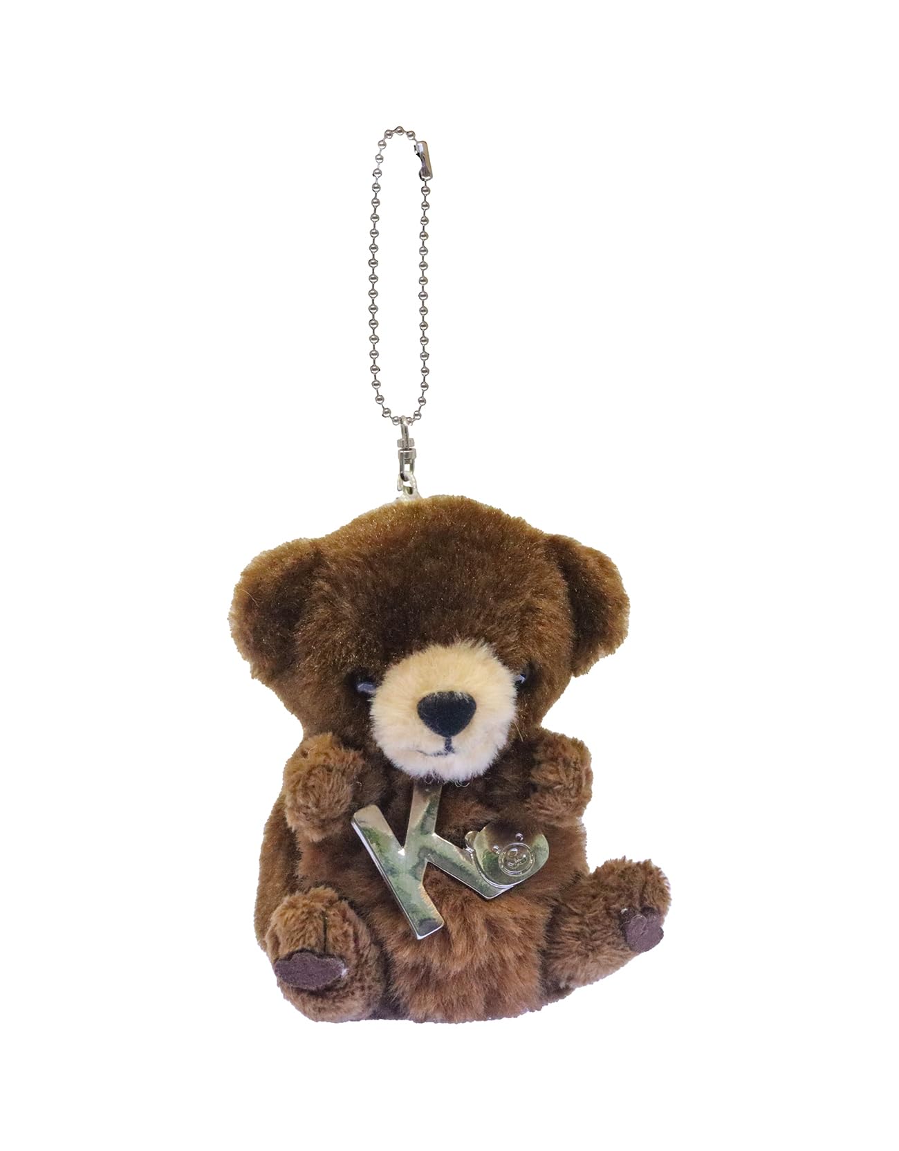 [Take Off] Brown Bear Plush Toy Strap with Initial Charm [K] Angel s Mischief Series