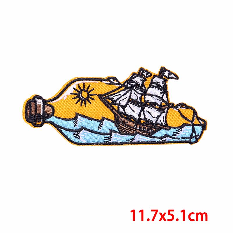 Mountain Adventure Outdoor Scenery Embroidery Patches Iron On Patches Diy Sun Waves Patch Backpack Jackets Sew Embroidered Badge 
