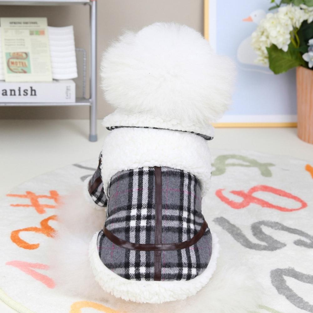 Koreanische Karo-Fleece Hunde-Winterjacke – Warmer Sherpa-Plaid-Mantel (S~XXL)