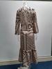 2025 European American V-Neck Tie-Up Long Sleeve Printed Dress for Autumn/Winter