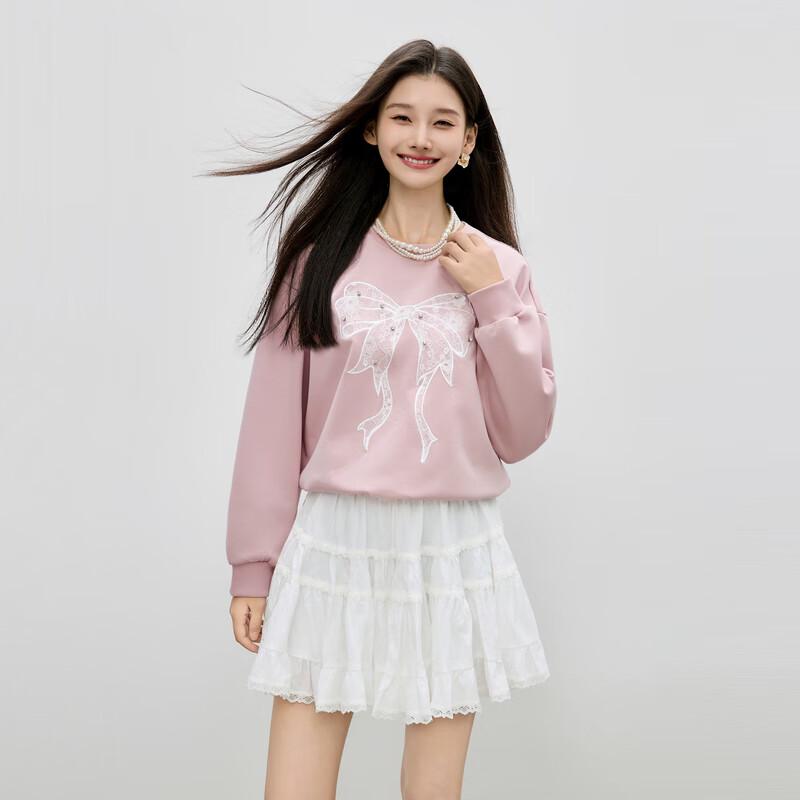 

Qiusb Yiren Sweet Bowknot Embroidered Sweatshirt M
