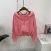 C S In The Room Men Semi Crop Raglan Long Sleeve Knit Hoodie Zip Up 6Color