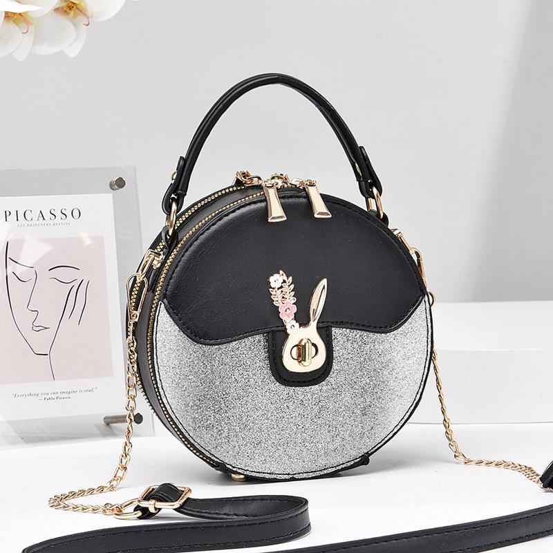 

Круглая женская сумка через плечо, женская кожаная сумка-цепочка, женская маленькая сумка-мессенджер с блестками, женская круглая сумка-кошелек