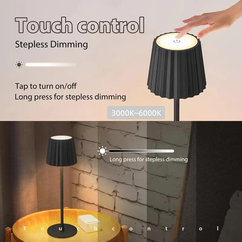 Cordless Table Lamps Rechargeable 2 Adjustable Height Battery Operated 3 Color Dimming Portable LED Table Lamp for Bedroom Decor
