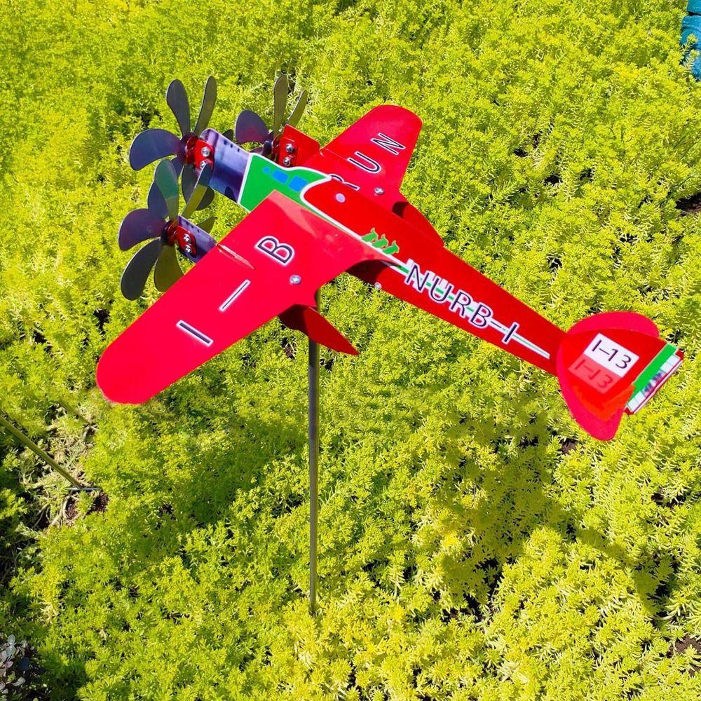 Kovové 3D větrníky Korouhvička Letadlo Větrné vrtule Zahradní dekorace Letadlo Větrný mlýn