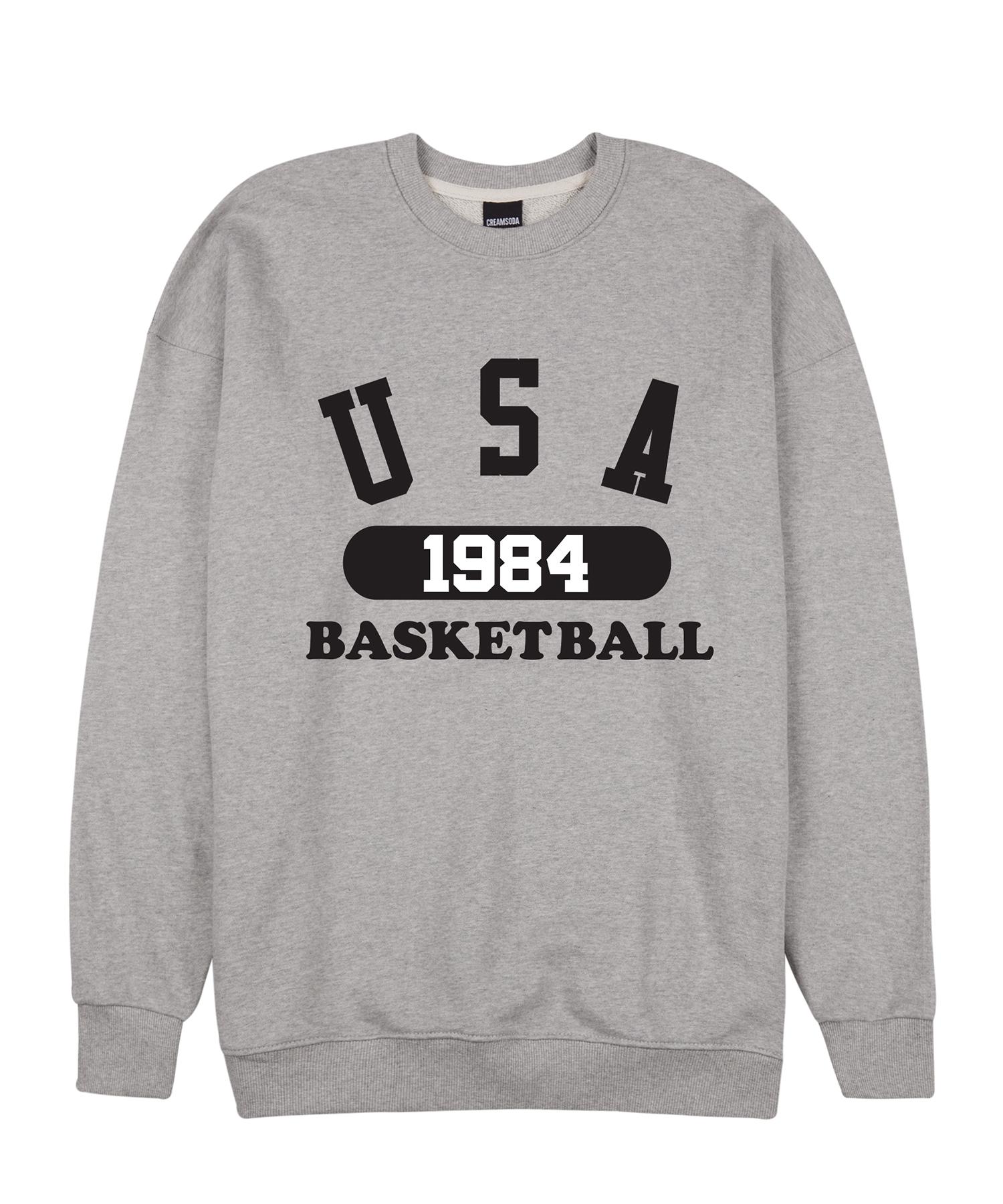 Cream Soda Lab Usa Basketball Sweatshirt Grey Black L