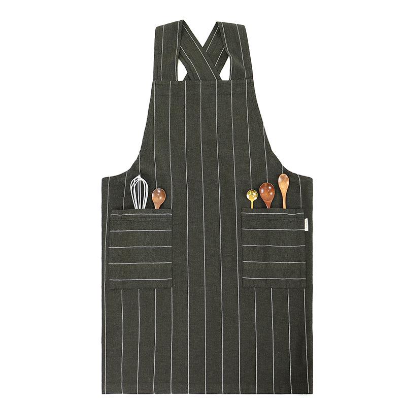 Japanese Style Cotton Linen Waist Apron - Breathable, Stain-Resistant, Fashionable, Customizable for Kitchen, Catering, and Floristry Work.