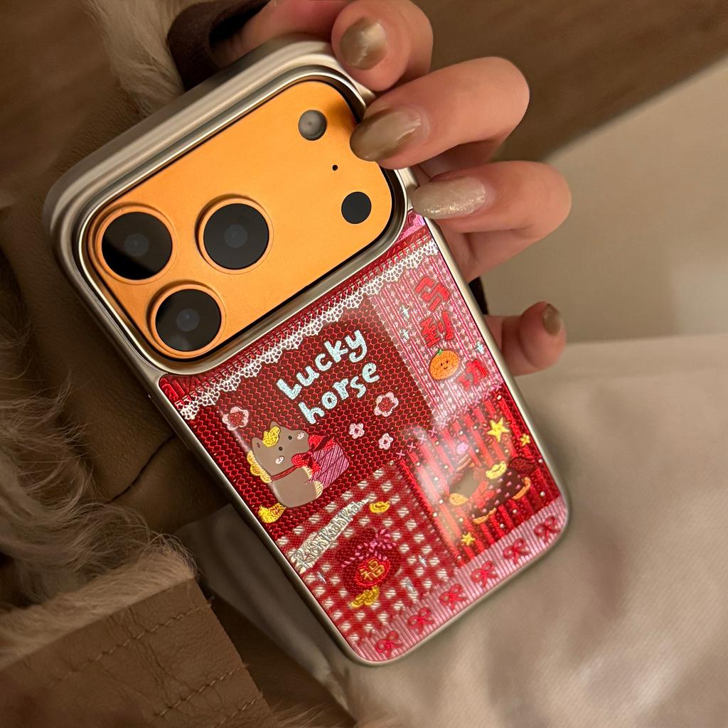 Gilt Red Pony Collage Iphone16promax Mobile Phone Case 13 New Year 14 Apple 17 Suitable for Multiple Models