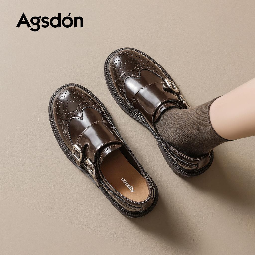 Brown new spring retro platform small leather shoes commuting not tired feet single shoes