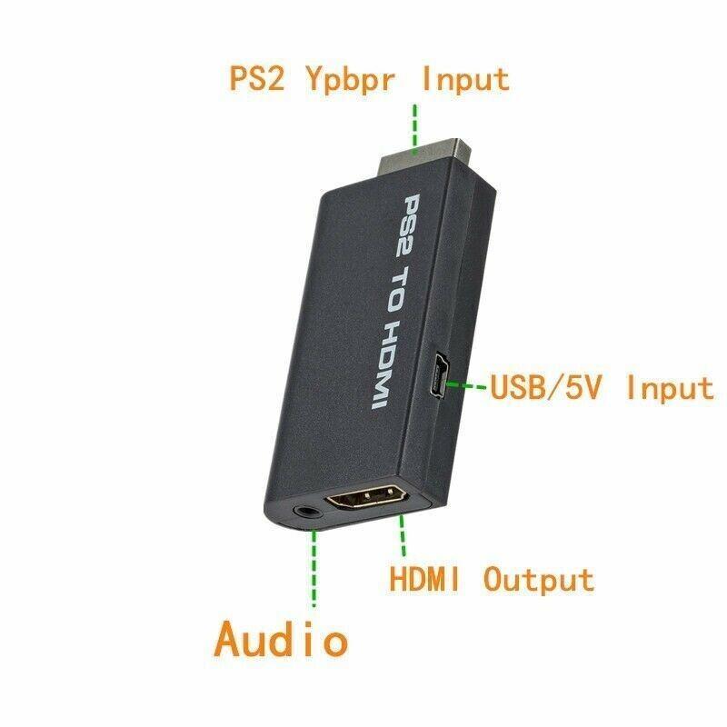 PS2-auf-HDMI-Konverteradapter, M209 – unterstützt alle Anzeigemodi der PlayStation 2, 3,5-mm-Audioausgang, Plug-and-Play, Stromversorgung über USB-Kabel