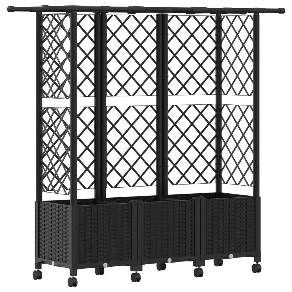 Raised Garden Bed with Trellis and Roof Black 163.5 x 40 x 142 cm PP