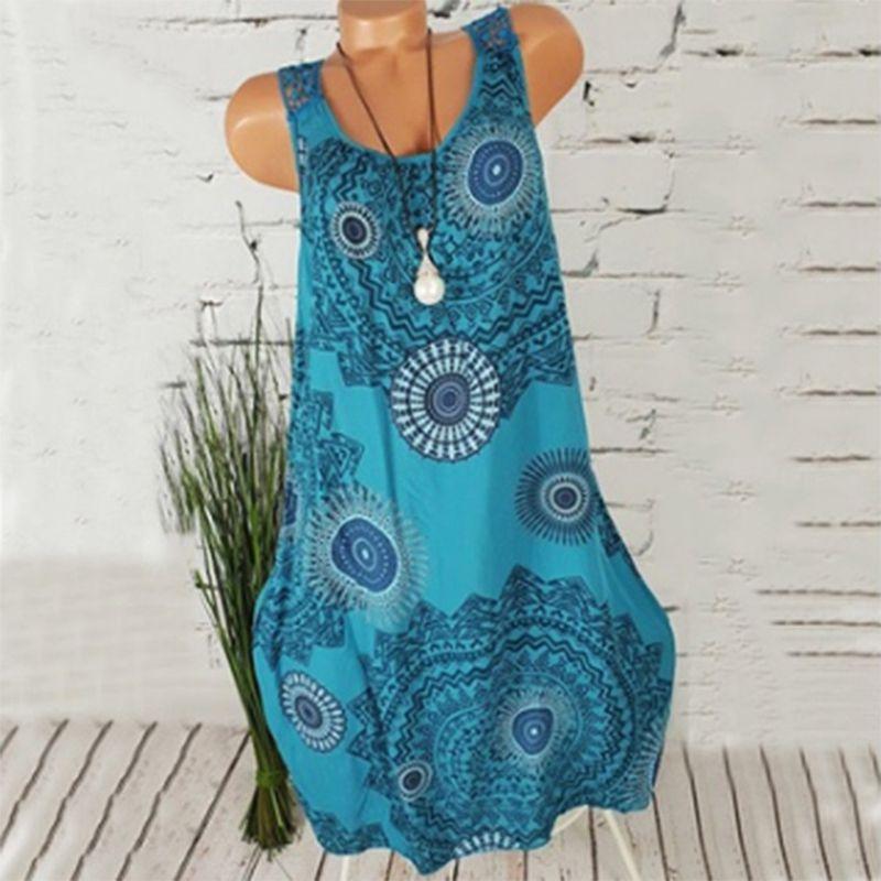 Women's Boho Sundress Midi Length Summer Evening Cocktail Party Beach Dress Size S To 5xl With Elegant Lace Hollow Design