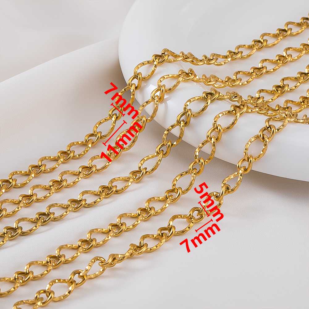 1Meter Stainless Steel Gold Plated Link Chain for Needlework DIY Men Necklace Bracelet Jewelry Making Materials Supplies No Fade