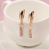 Korean zircon earrings for women, fashionable and simple rose gold rectangular earrings