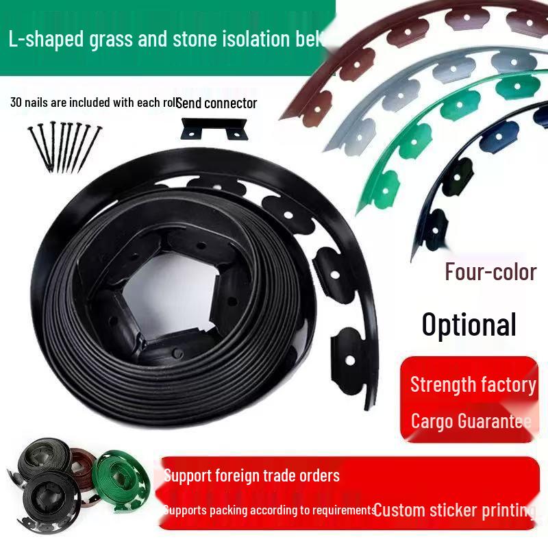 L-Shaped Plastic Grass & Stone Garden Edging Strip for Landscaping & Plant Isolation - Multiple Options Available