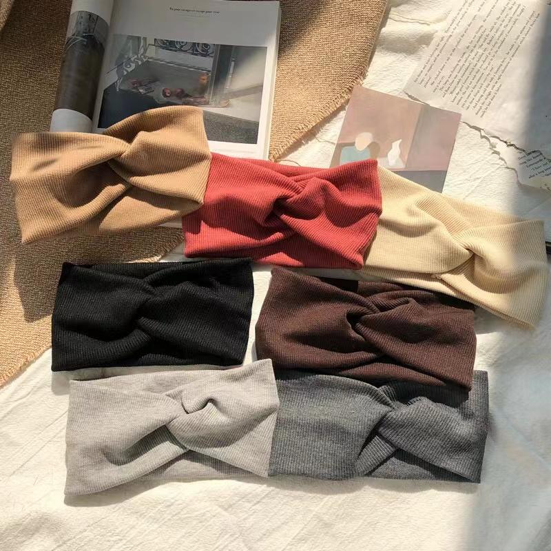 

Elastic Hair Accessories Women S New Knitted Thread Twist Turban Bandage Solid Wide Knitted Knotted Yoga Hair Band Yoga Headband one size вина червоного кольору