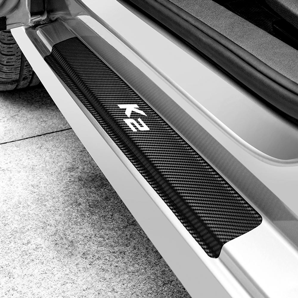 Car-Styling 4PCS Carbon Fiber Door Sill Threshold Protection Sticker For Kia Sportage Rio Optima Sorento Picanto Ceed Forte Niro