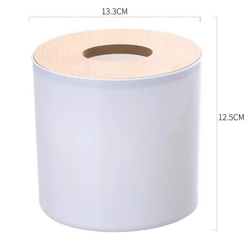 Circular Bamboo and Wood Tissue Box Creative Minimalist Living Room Home Paper Drawer Napkin Box Remote Control Storage Box Roll