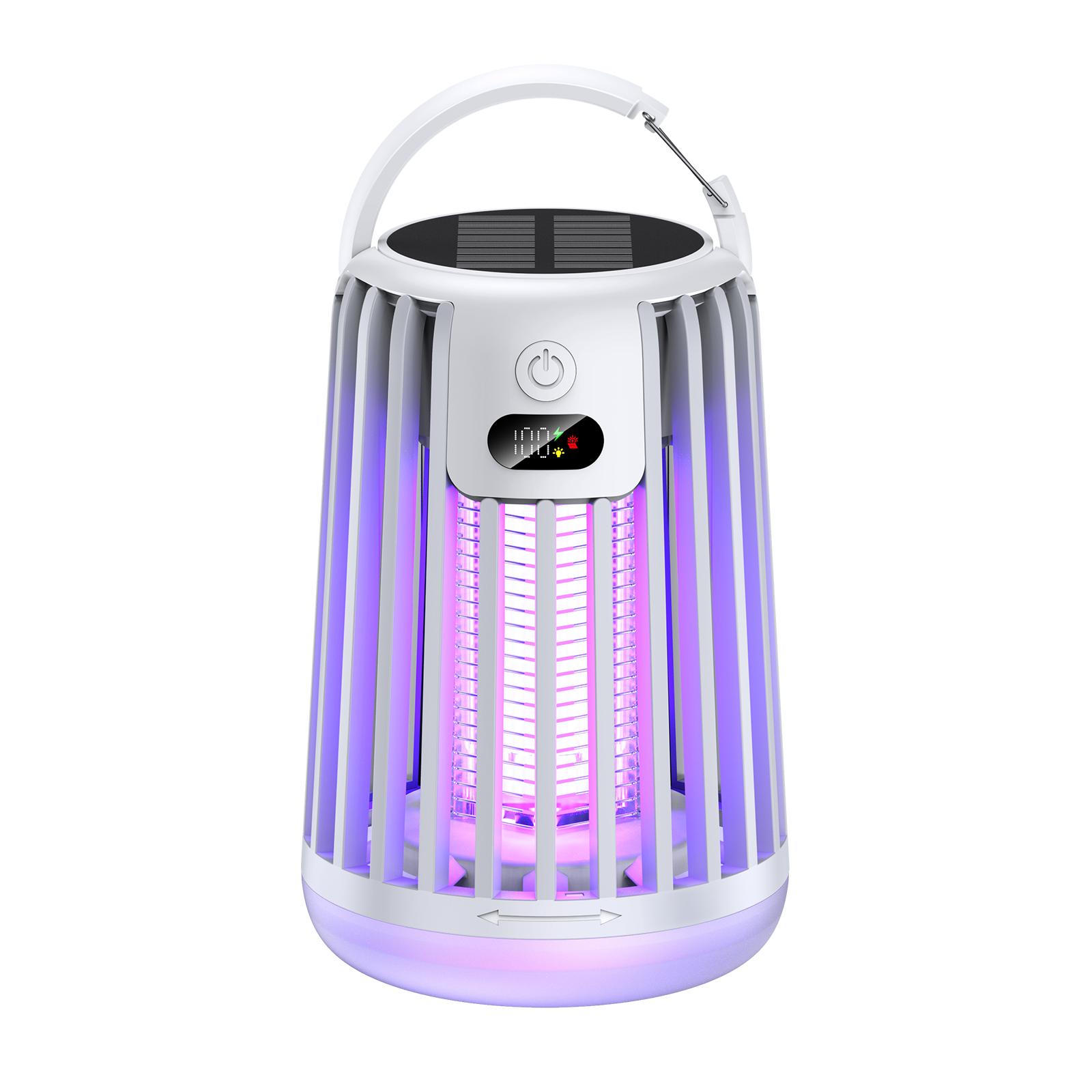 New Solar Garden Light 2000V Fly Zapper Outdoor Solar Powered with Rechargeable Insect Fly Trap Garden mosquito killer lamp белый
