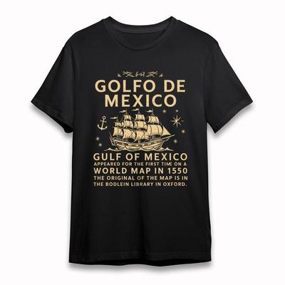 Damen Übergröße T-Shirt Vintage Golf von Mexiko Nautische Karte Schiffsdesign T-Shirt