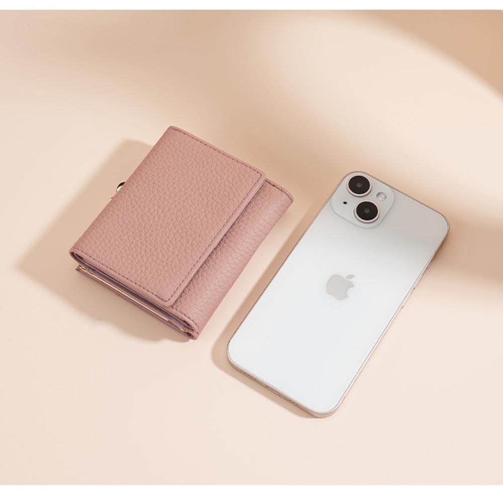 Premium Women's RFID Blocking Genuine Leather Wallet with Alloy Trim, Compact Coin Pocket & Anti-Theft Design