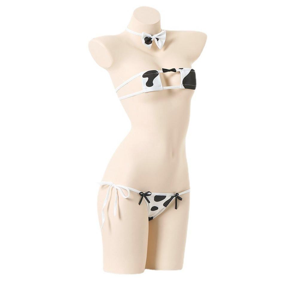 Fun A Piece of Hair Strap Underwear In Stock Japanese Cute Wind Comfortable Breathable Cow Flower Underwear Underwear Set