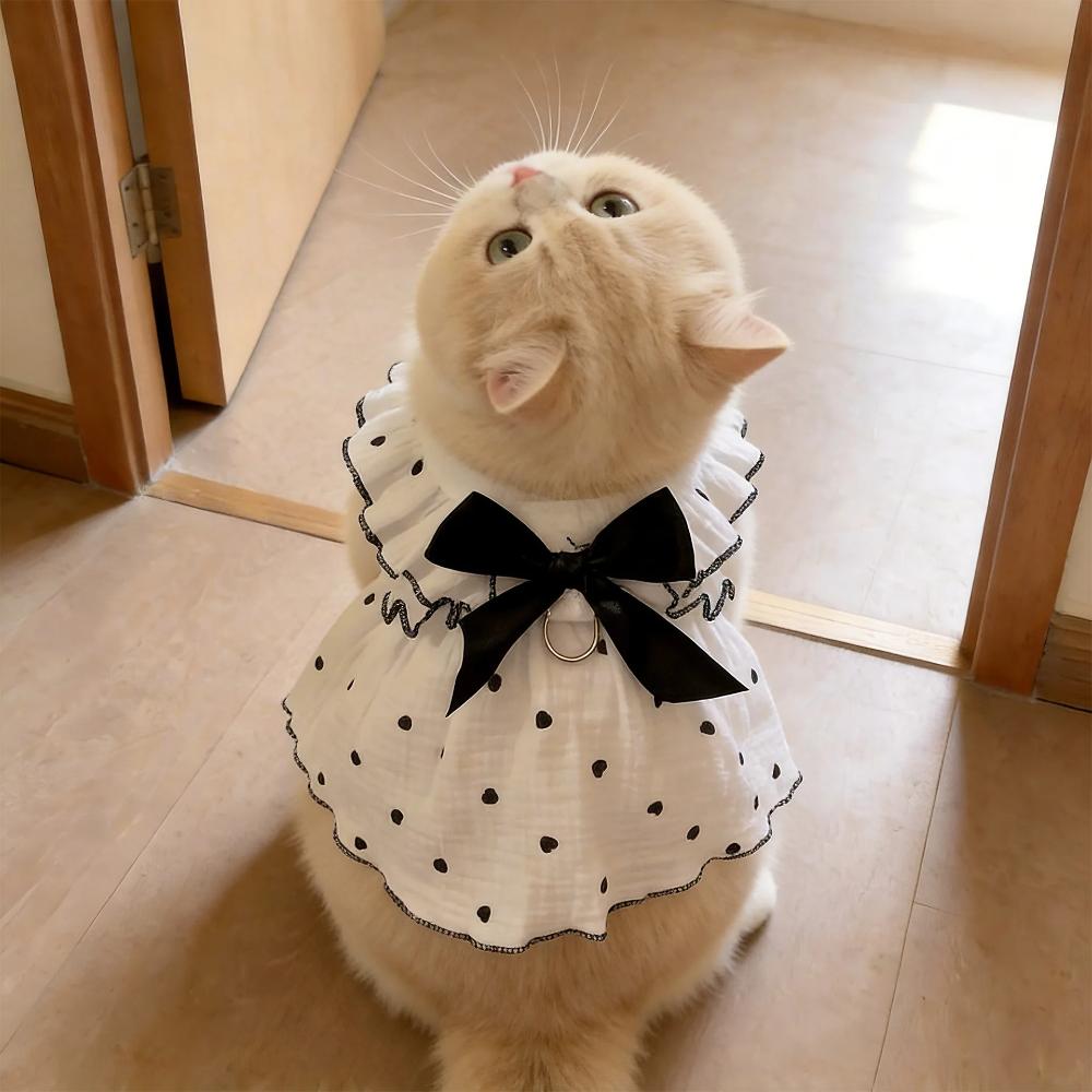 Cat Summer Dress Anti Shedding Thin Pet Clothes Leash D Ring Breathable Kitten Small Dog Puppy Cute Ragdoll Style Princess Skirt