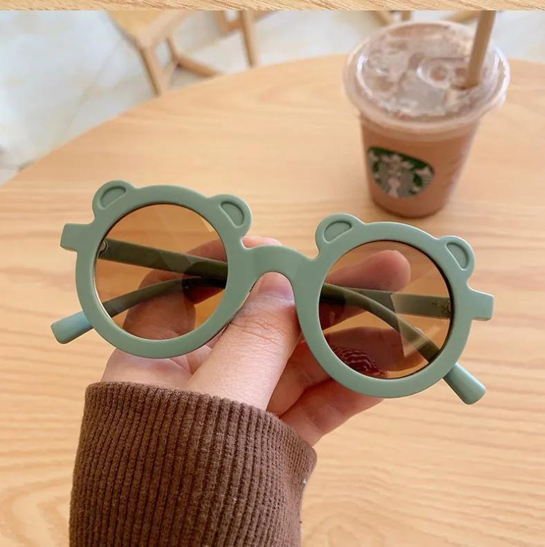 2024 Boy Girl Cute Cartoon Bear Shape Fashion Round Sunglasses Children Vintage Sunglasses UV Protection Classic Kids Eyewear