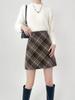 Plus Size Woolen Plaid High Waist A-Line Midi Skirt for Fall/Spring