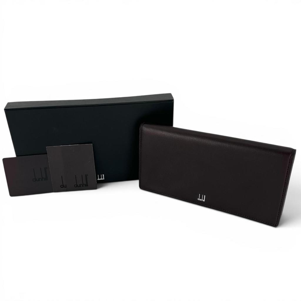 Pristine Dunhill Purse Bill Compartment Wallet Dark Brown Calf Leather Mens Used