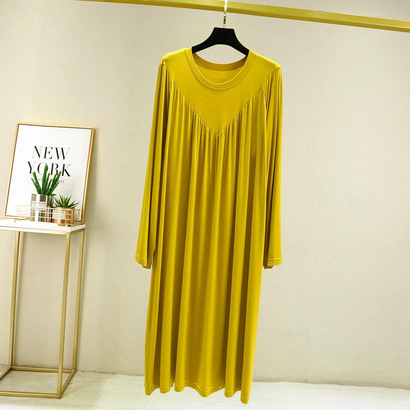 V-Neck Pleated Modal Cotton Long Nightdress - Women's Spring/Summer 2022 Collection