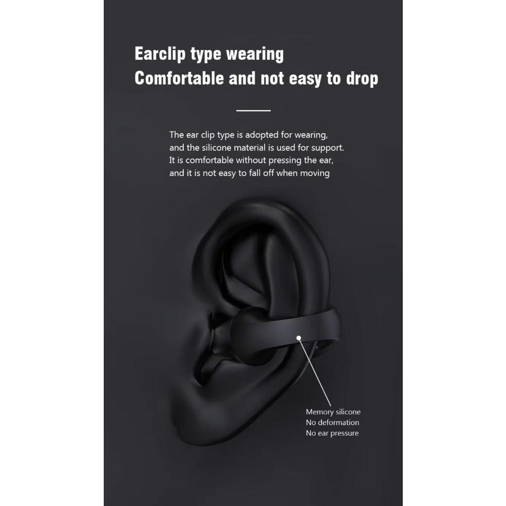 Kabelloses Ohrclip-Headset, Mini-BT-Headset zum Radfahren, Fahren und Laufen, Design mit offenem Ohr, Digitalanzeige, HiFi-Klangqualität