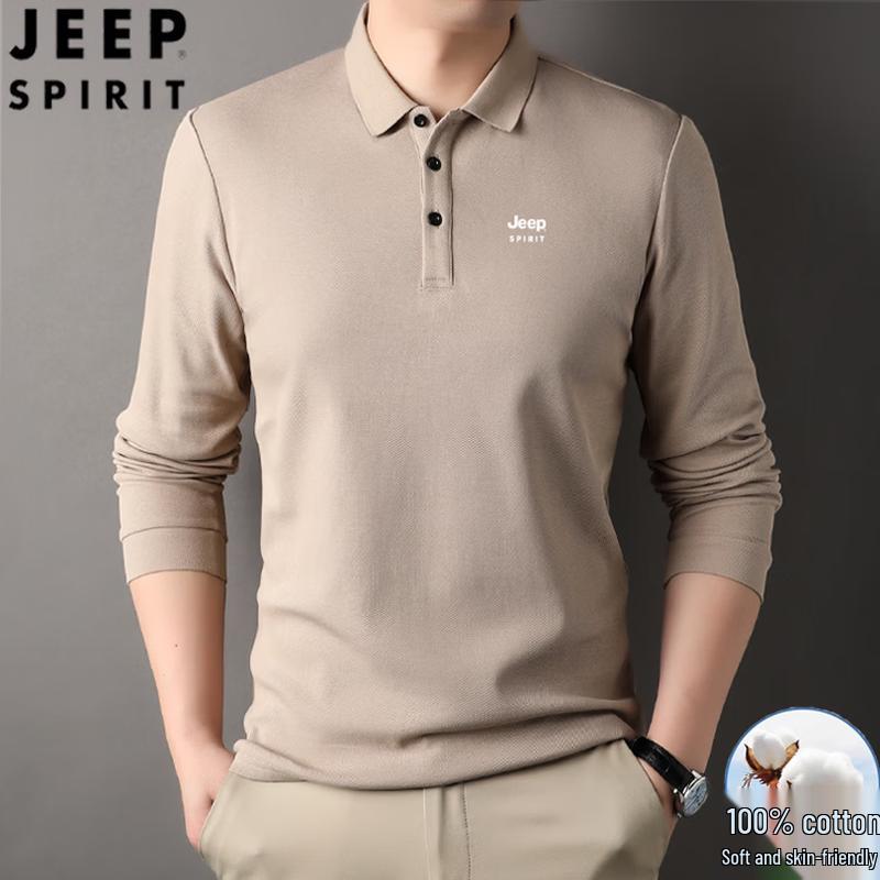 JEEP SPIRIT Men's Pure Cotton Long-Sleeve Polo Shirt