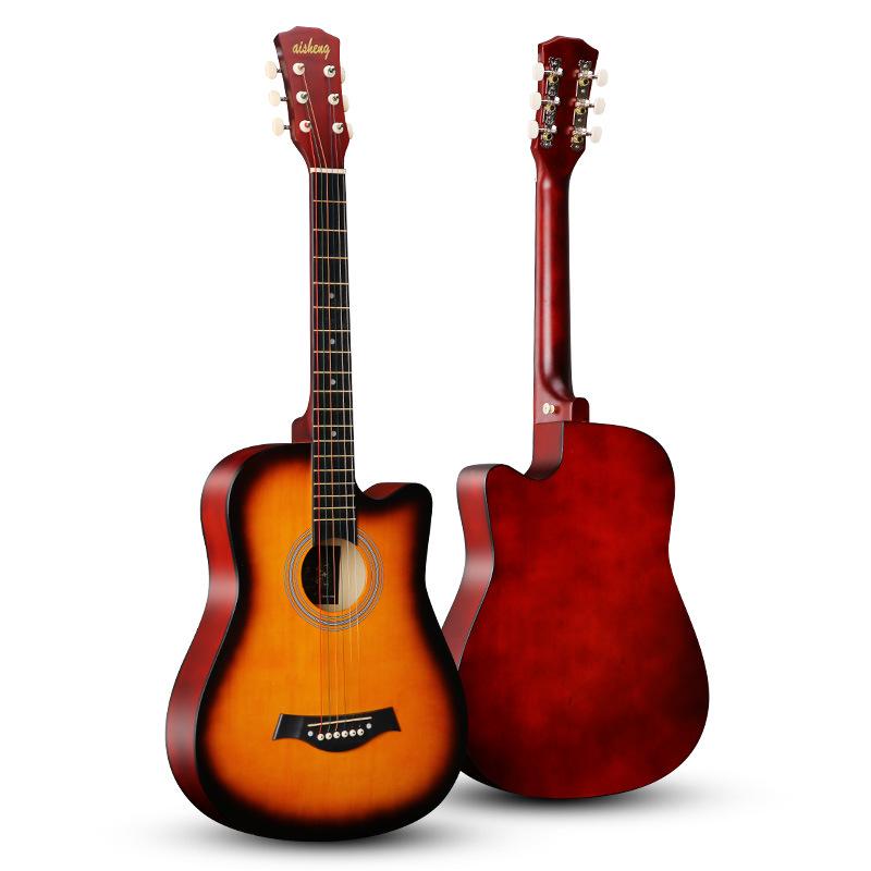 38-inch Wooden Folk Guitar for Beginner Practice