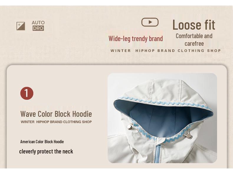 2026 Women's Color Block Hooded Windproof Waterproof Mountaineering Jacket