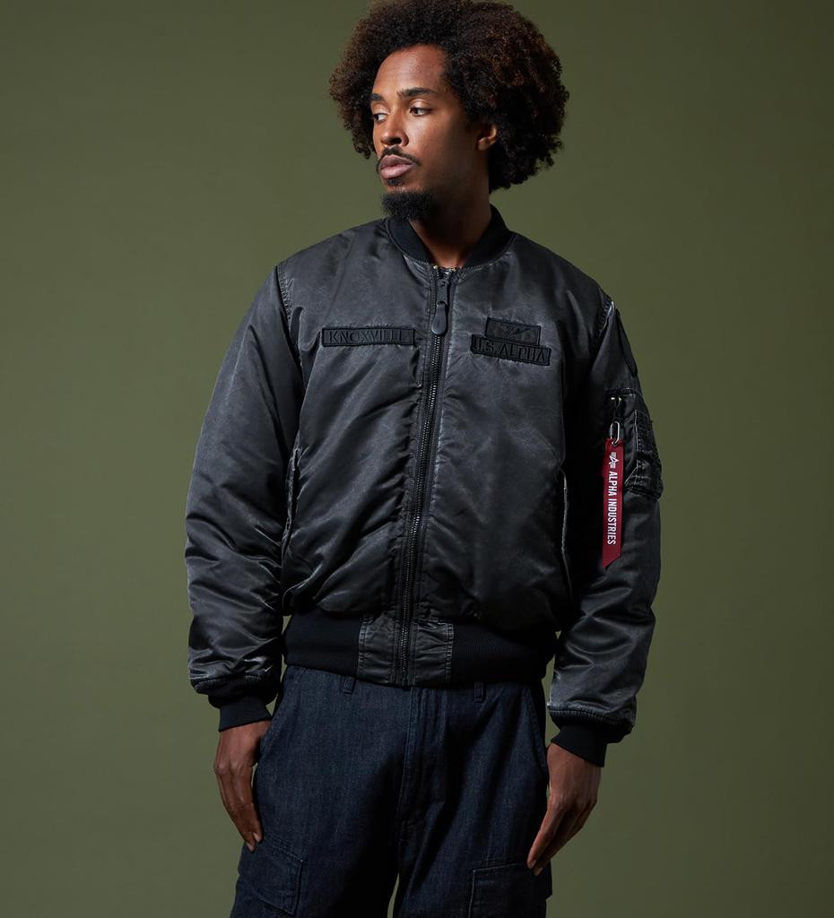 Alpha Industries Flight Scratch Air Crew US Black MA-1 Jacket, Spec, TA0531, Men's, TA0531-001,