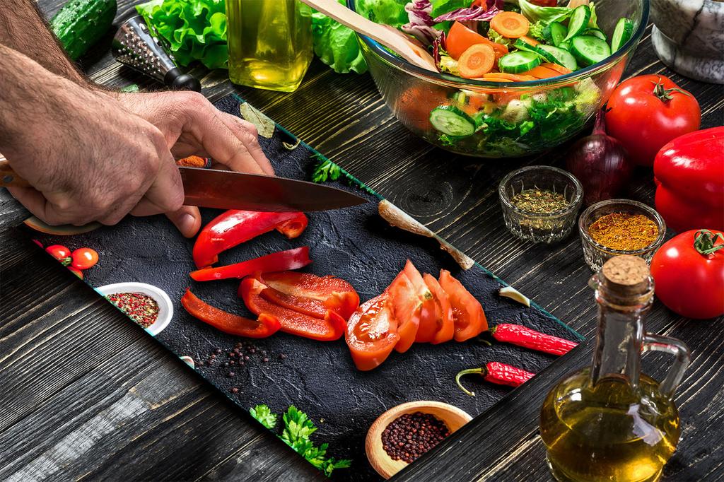 GLASS CUTTING BOARD 52x30 SPICES