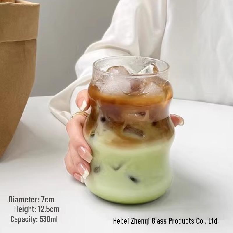 

Chubby Glass Cup with Straw for Beverages - Ideal for Girls at Home 530-600mL