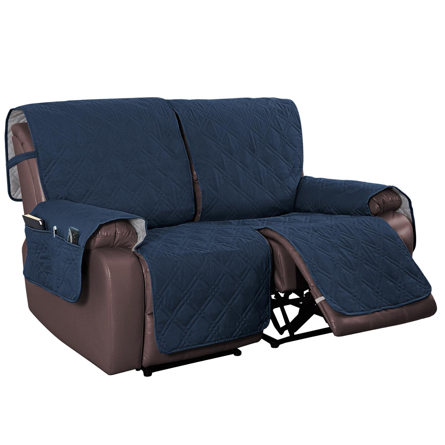 2-Sitzer Relax-Sofabezug Haustier Hund Kind Sofamatte Lazy Boy Sessel Überwürfe Liegesofa Handtuch Einfarbige Sesselbezüge navy blau