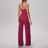 Cross-Back Halter Yoga Tank & High-Waist Wide-Leg Pants Set